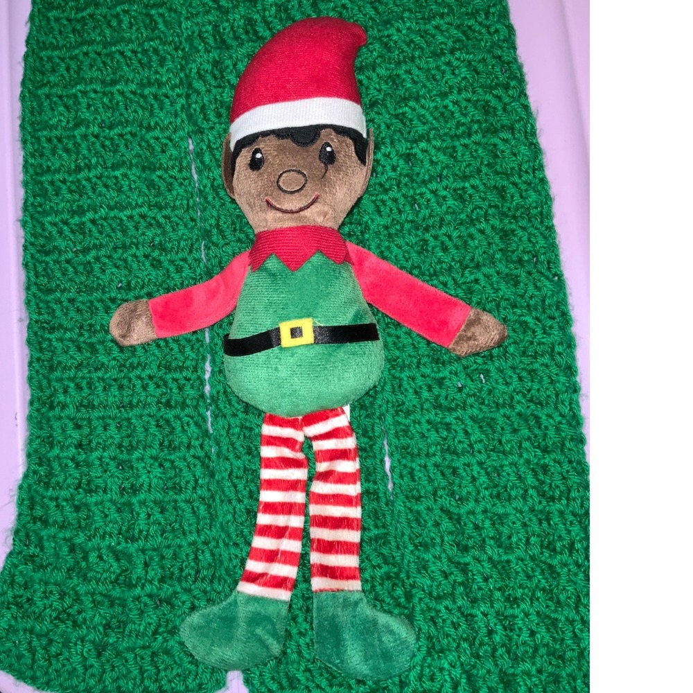 Plush Elf Doll Christmas Holiday Stuffed Toy Red Green Striped‎ Legs